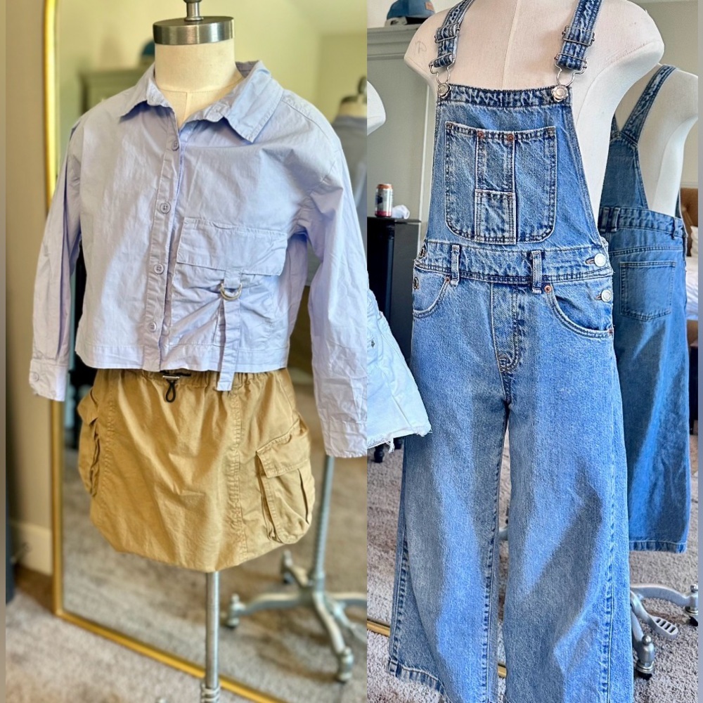 Zara Girls 3-Bundle Size 8/9 Overalls Outfit Set Trendy Kids